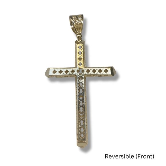 14K Gold Cross Pendant Large Cross Women Cross Gift Fine Silver Jew… - Picture 3 of 10